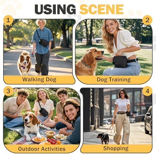Dog Treat Pouch with 4-Cup Silicone Liner Pet Training Fanny Pack