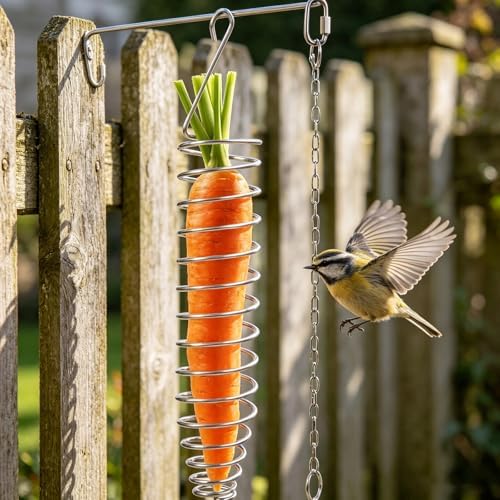 2pcs Stainless Steel Bird Foraging Treat Dispenser with Chain Hanging Basket for Wild Birds and Parrots Minimizes Spills and Waste and Patios