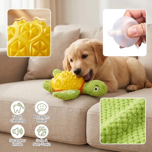 Squeaky Plush Turtle Dog Toy – Interactive Chew & Cuddle