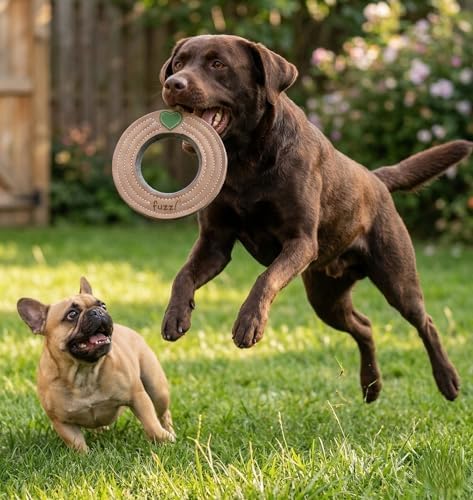 Fuzzl Eco Leather Ring Dog Toy 7" | Natural & Tough Chew Toy for Moderate Chewers | 100% Genuine Leather & Double Stitched | Eco-Friendly & Long Lasting for Dogs & Puppies | Non-Toxic & Squeaker-Free
