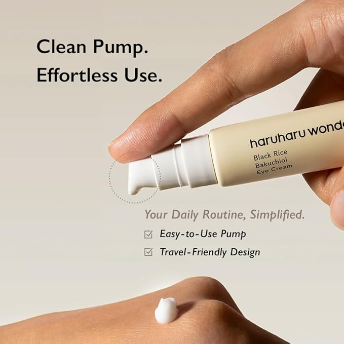 HARUHARU wonder Black Rice Bakuchiol Eye Cream, Smooths Fine Lines & Crow’s Feet, Reduces Puffiness & Dark Circles, Lightweight Day and Night Care (Duo Set)