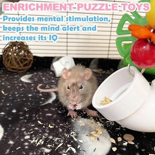 Rat Enrichment Toys, Hanging Tube Mice Treat Dispenser, Slow Feeder