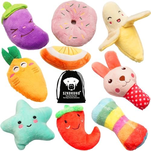Squeaky Dog Toys for Small Medium Dogs, 9 Pack Stuffed Puppy Teething Toys