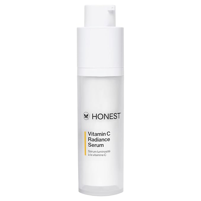 Honest Beauty Vitamin C Radiance Serum, Improves Brightens Skin Tone and Complexion, Gentle for Sensitive Skin, Fragrance-Free, Vegan, 1 fl oz
