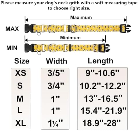 Martingale Dog Collar with Buckle Yellow Bee Dog Collar Adjustable Cute Design Patterns (Bee, Large)