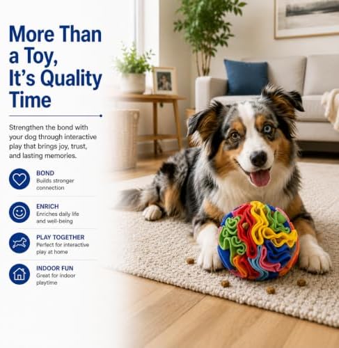 Snuffle Ball for Dogs, Interactive Dog Toy, Treat Puzzle Toy, Dog Enrichment Toy, Sniffing Ball, Nose Work Toy, Slow Feeder for Mental Stimulation, Reduces Boredom & Anxiety
