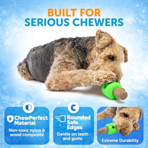 GURU Large Spin & Treat Stick Toy- Interactive Dog Toy with Spinning Treat Dispenser- Durable Dog Stick Toy with Bacon-Flavored Ends for Safe Chewing & Dental Fun-Dog Treat Toys Keep Dogs Busy & Happy