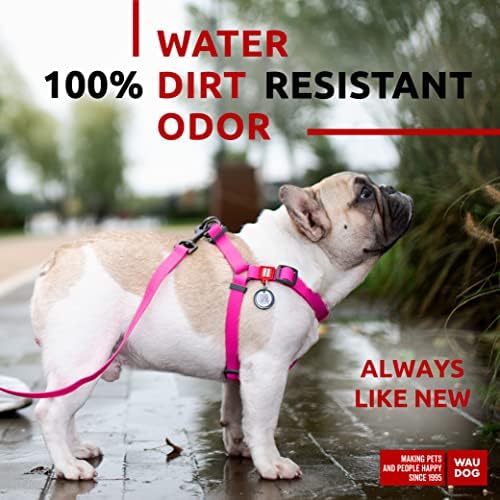WAUDOG Waterproof Dog Harness with QR Code Tag & Metal Clasp