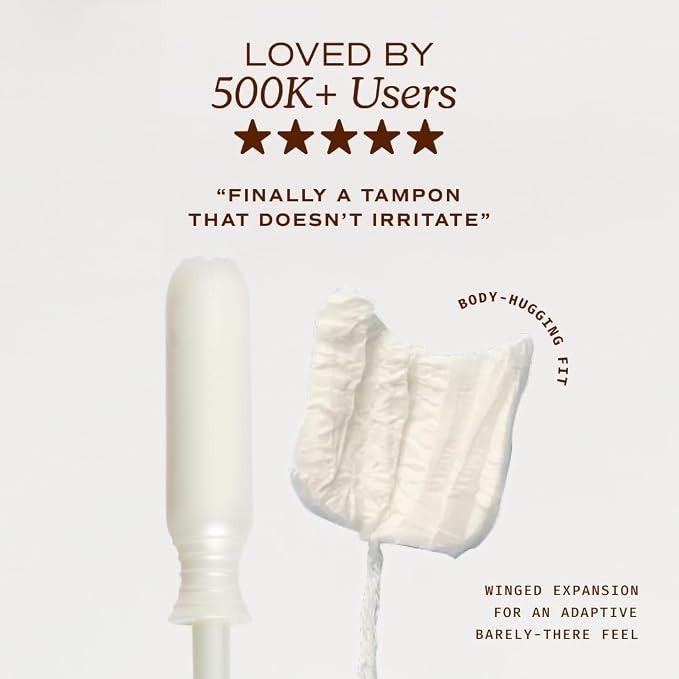 August Regular Tampons - Easy-Glide Long Applicators - 36-Pack 100% Organic Cotton Tampons for Women, Non-Toxic, Fragrance-Free, and Hypoallergenic