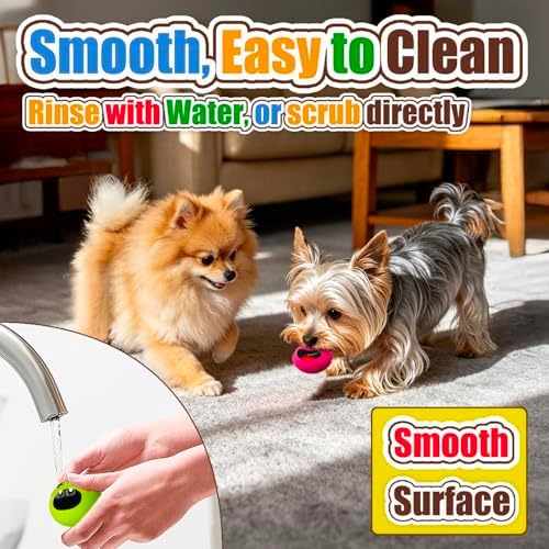 HOLYSTEED Latex Squeaky Dog Toys for Small Dogs, Mini Breed, 2.2" Flat Ball