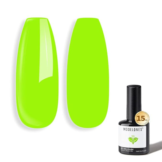 modelones Green Gel Nail Polish Neon Green Gel Polish Lime Summer Nail Poish Soak Off Pastel U V Nail Design Salon DIY Manicure 15 ML