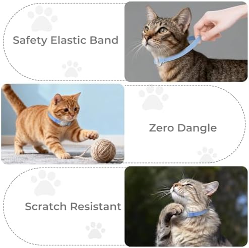 AirTag Cat Collar, Ultra Elastic Cat Tracker Collar (Blue) | Compatible with Apple Air Tag Holder, Lightweight, Scratch Resistant, Stepless Adjustable Pet Tracking Collars for Cat Kitten