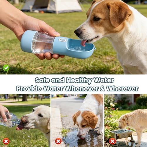 Portable Dog Water Bottle with Food Container Dishwasher Safe-Blue