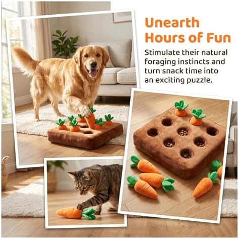 Carrot Dog Toy, Snuffle Mat for Dogs Toy Carrot, Interactive Carrots Dog Plush Puzzle Toys,Carrot Garden Dog,Dog Carrot Toys Pet Stress Relief with 12 Carrots