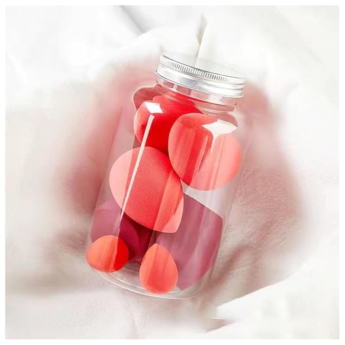 7PCS Makeup Sponges Set, Beauty Sponge Blenders and Storage Bottle for Blending Foundation, Cream and Powder