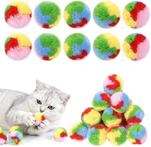 30Pcs Cat Pom Pom Balls Colorful Cat Toy Balls