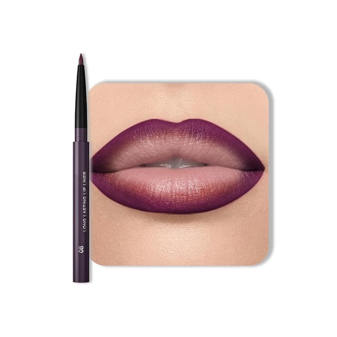 Gel Lip Liner Pencil for Women, Mauve Matte Long Lasting Lip Liner Lipstick 24 Hour, High Pigmented Lips Makeup Retractable Liners Waterproof Smudge Proof, Vegan & Cruelty-Free 08