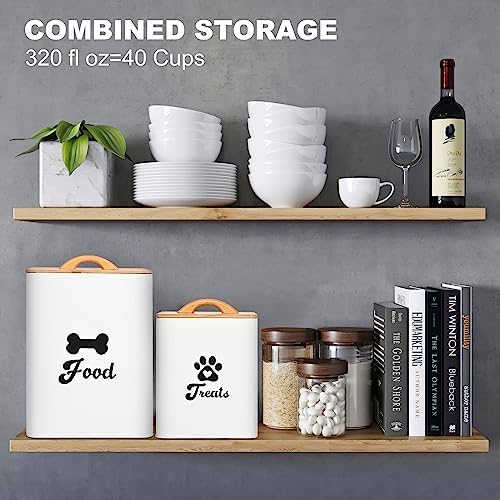 Dog Treat Container 2PCS, Dog Food Storage Container with Lids Airtight, Dog Treat Jars for Kitchen Counter-7+3Lbs, Small Dog and Cat Cookie Jar for Storage, Pet Treat Container (Upgraded) White