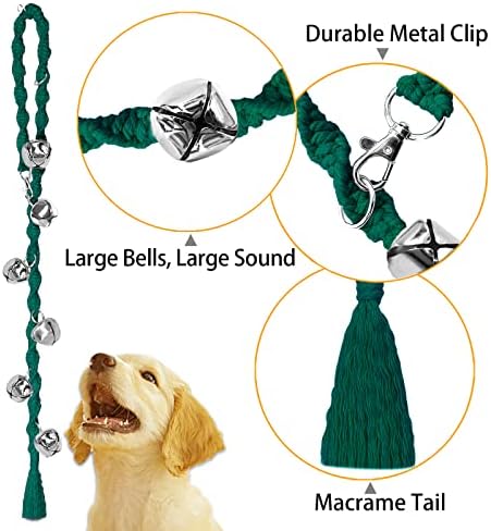 Dog Bells to Go Outside, Potty Training Bell, Handmade, Adjustable | Handmade with Premium Yarn, Twisted Style, Clear Jingle, Dog Potty Bell, Dog Door Bell.