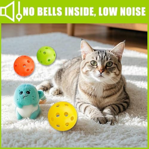 24Pcs Cat Ball Toy, Low Noise No Bells Holey Plastic Cat Balls, Funny Interactive Cats Toys for Indoor Cats, Firm Toy Balls for Kitten Puppy Ferret Bird (1.65")