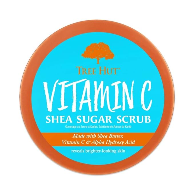 Tree Hut Vitamin C Shea Sugar Scrub, Mothers Day Gifts, Exfoliating Body Scrub Removes Dead, Dry Skin for a Soft & Hydrated Feel, Nourishing Essential Body Care, 18 fl oz.