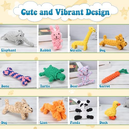 Sumind 12 Pcs Rope Dog Toys for Aggressive Chewers,Giraffe