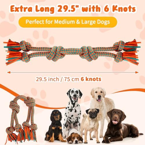 Interactive Dog Rope Toy – Ultra-Fiber Dog Chew Toys (Six Knots)