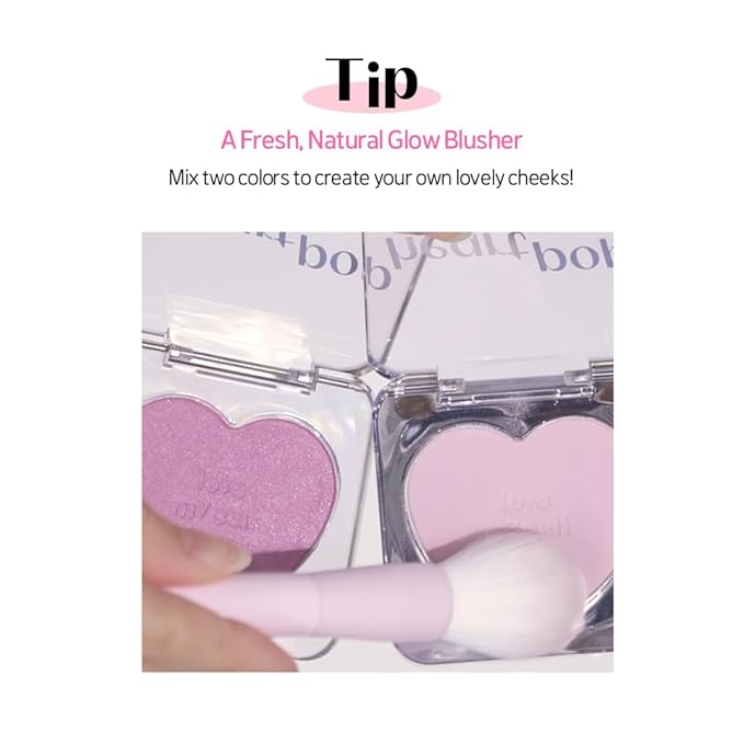 ETUDE Heart Pop Blush, Cool Lavender Cheek Color, Natural Highlight & Glossy Finish, Lightweight Formula, Compact 0.2 oz – Lavender Snow