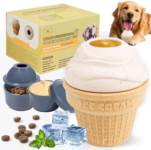 Interactive Dog Toys Freezable Treat Dispensing Puzzle Toy Long-Lasting Busy Toy Chew Toy to Reduce Boredom & Anxiety, Long-Lasting Busy Toy for Small Medium Large Dogs