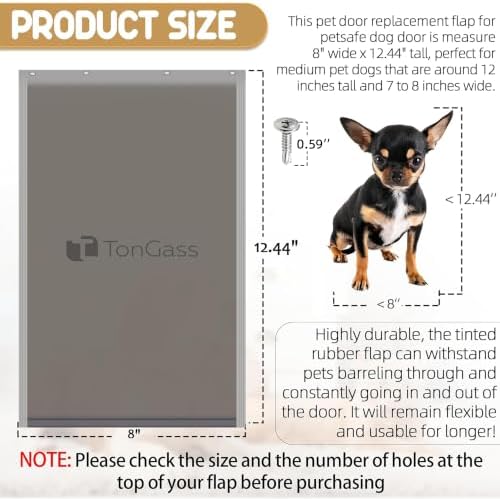 TonGass PAC11-11038 Medium Dog Door Flap Replacement | 8"x12.44" Pet Door Replacement Flap with Magnetic Closure for PetSafe Freedom Dog & Cat Door, Weather-Proof & Warp-Resistant
