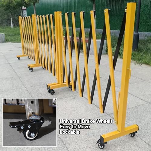 Retractable Folding Security Gate Outdoor Expandable Scissor Door Connectable Accordion Barricade with Wheels 39.4x78.7in for Schools & Traffic Control