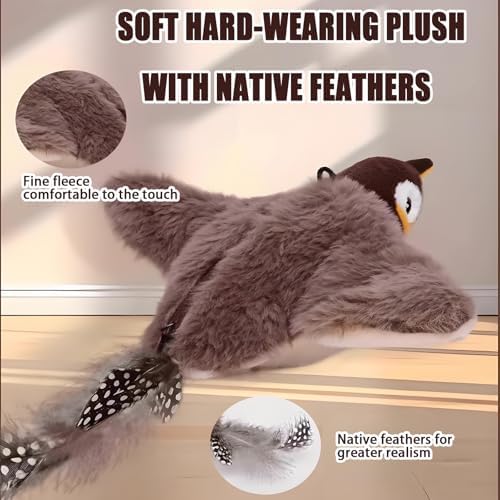 Yewmow Interactive Chirping Cat Toy,Flapping Wings Sound Toy