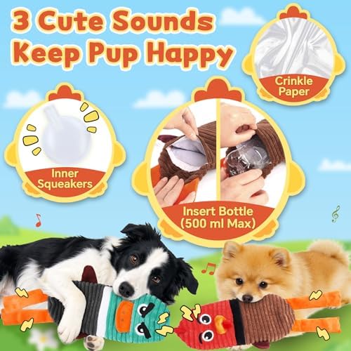 Tough Dog Toys, 2 Pack No Stuffing Squeaky Toys