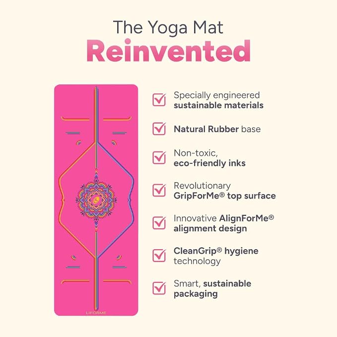 Liforme Travel Yoga mat – Patented Alignment System, Warrior-Like Grip, Non-Slip, Eco-Friendly, Ultra-Lightweight and Sweat Resistant, Made with Natural Rubber