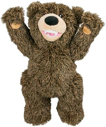 Tall Tails Grizzly Rope Body Dog Toy – Durable Plush Squeaky Dog Toy for Snuggling & Play