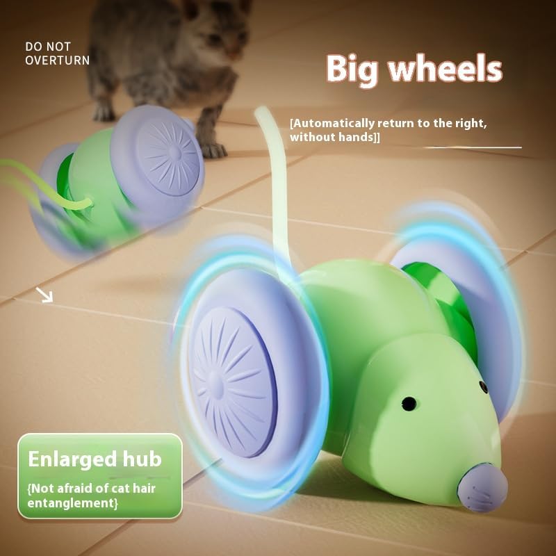 Interactive Mouse Toy Car for Cats – Self-Propelled Rolling Pet Teaser, ABS Plastic, Compact 6"x6"x2.4", Indoor Cat Entertainment & Hunting Instinct Stimulation