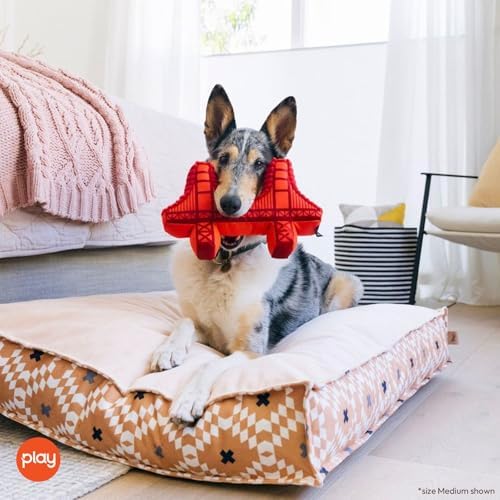 P.L.A.Y. Cute Plush Dog Toys - Totally Touristy Landmark Themed Durable Squeaker Toy, Great for Puppies & Small, Medium, Large Dogs - Machine Washable, Recycled Materials (Golden Gate Bridge, Medium)