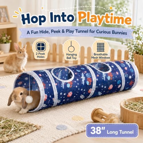 Mechpia Rabbit Toys, Large Bunny Hideout Tunnel and Tube for Rabbit Guinea Pig Chinchilla Ferret Rat