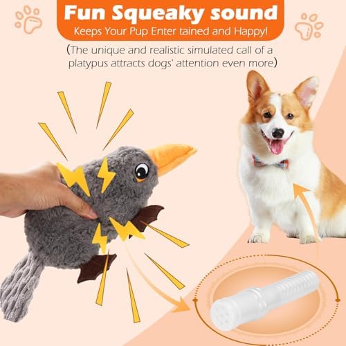15" Squeaky Platypus Dog Toy, Plush Interactive Toy for Dogs