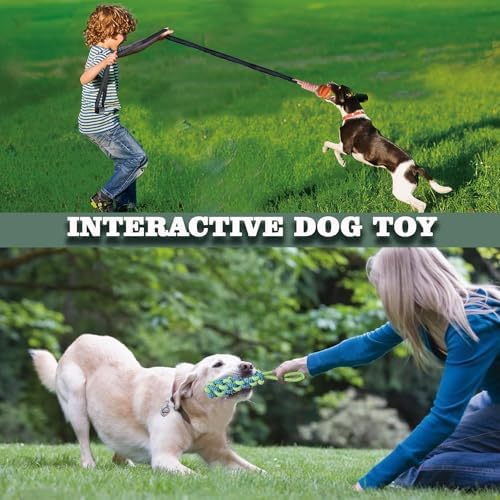 Interactive Dog Toys Tug of War Dog Toy for Small/Medium/Large Dogs,Teething Rope for Teeth Cleaning,Puzzle Ball for Chewing,Dog Bungee Tug Toy Kit, Blue