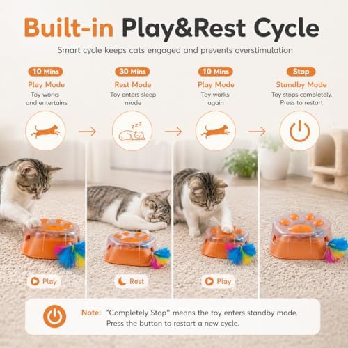 Interactive Cat Toys for Indoor Cats & Kittens, Bird Sound Feather Toy