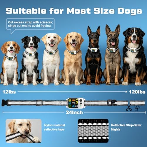 Citronella Bark Collar Spray Dog Collar, 5 Modes & Levels, No Spray Refill | Anti Bark Training Collar, beep/vibration/spray 5 modes, IP66 waterproof, for S/M/L Citronella Dog Collar,with 2 straps Grey