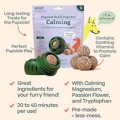 WOOF Pupsicle Refill Pops for Calming - Long-Lasting Refills for the Pupsicle Toy to Promote Calm - Calming Dog Treats - Magnesium for Dogs- Small Pops - 10 Count