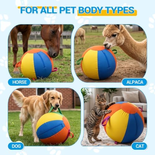 18'' Heavy Duty Herding Ball for Dogs with Handles, Inflatable Training Toy