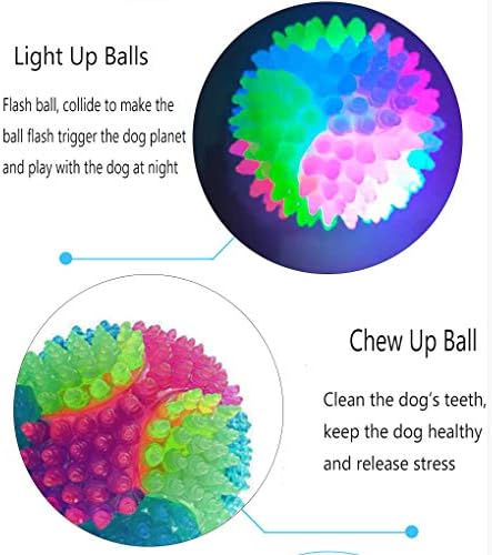 4 pcs Light Up Dog Balls,Flashing Elastic Ball,Glow Ball,Glow in The Dark Interactive Pet Toys for Aggressive Chewers,Puppy, Cats, Dogs