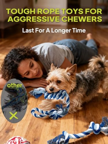 TwoEar Dog Rope Toy 9 Pack - Puppy Teething Toys for Small Medium Breed