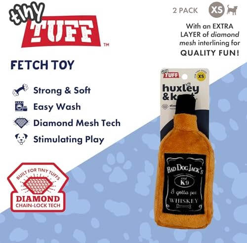 Huxley & Kent Tiny Tuff Plush Dog Toy, Bad Dog Jack's Whiskey