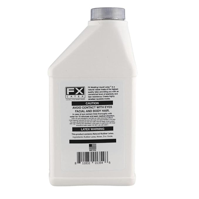 Liquid Latex - Face and Body Paint, Ammonia Free, Easy On and Off, Cosplay Makeup, Create Professional Monster, Zombie Arts 16 Oz (Basecoat)