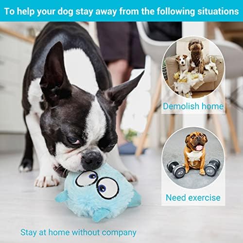 Enjoying Dog Interactive Toys 2-in-1 Dog Plush Squeaky Small Balls Pet Toys Halloween Xmas for Small Medium Large Dogs, Blue Monster
