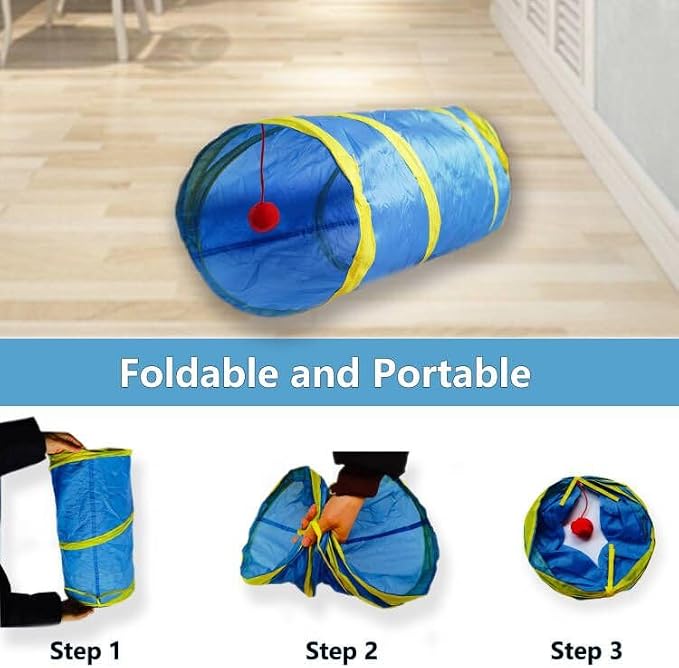 Cat Tunnel Tube Toys，Tunnels for Indoor Cats, 2 Way Collapsible Interactive Toy with Balls for Rabbits, Kittens, Ferrets, Puppy